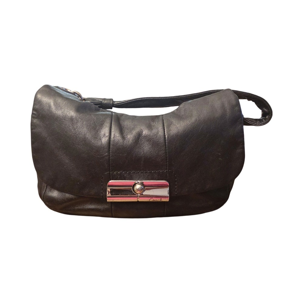 Coach Ergo Black Leather Shoulder Bag Turnlock Flap 12248